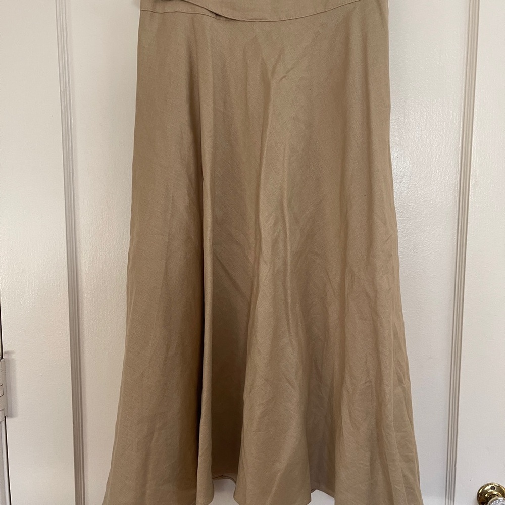 Ralph Lauren Linen Tan A-Line Skirt